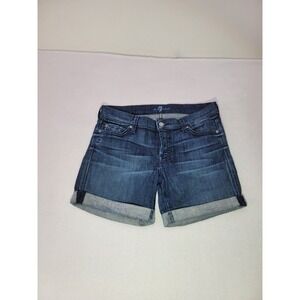 7 For All Mandkind Button Fly Shorts Womens 27 Men Wash Cuffed Hem Stretch 5" in
